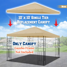 Load image into Gallery viewer, 10'x10' Replacement Canopy Top Patio Pavilion Gazebo Tent Sunshade Cover UV+