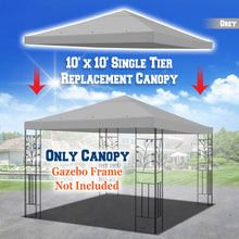Load image into Gallery viewer, 10'x10' Replacement Canopy Top Patio Pavilion Gazebo Tent Sunshade Cover UV+