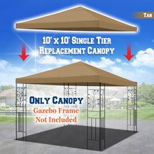 Load image into Gallery viewer, 10&#39;x10&#39; Replacement Canopy Top Patio Pavilion Gazebo Tent Sunshade Cover UV+
