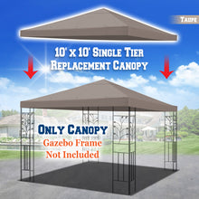 Load image into Gallery viewer, 10'x10' Replacement Canopy Top Patio Pavilion Gazebo Tent Sunshade Cover UV+