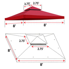 Load image into Gallery viewer, 8'X8' Gazebo Sunshade 2-Tier Patio Pavilion Replacement Canopy