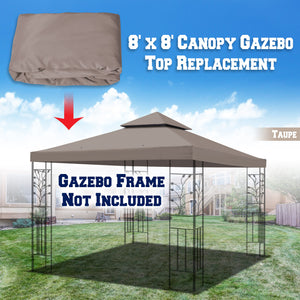 8'X8' Gazebo Sunshade 2-Tier Patio Pavilion Replacement Canopy