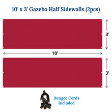Load image into Gallery viewer, 10'x3'  Two Half Sidewalls for Pop Up Tent Gazebo Shelter with Ball bungees