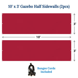 10'x3'  Two Half Sidewalls for Pop Up Tent Gazebo Shelter with Ball bungees