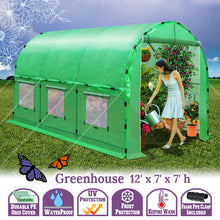 Load image into Gallery viewer, Walk in Outdoor Plant Gardening Hot Greenhouse, w/Frame Pipe Clamps (12ft x 7ft x 7ft)