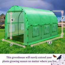 Load image into Gallery viewer, Walk in Outdoor Plant Gardening Hot Greenhouse, w/Frame Pipe Clamps (12ft x 7ft x 7ft)