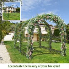 Load image into Gallery viewer, 9.8&#39;x7&#39;x7.2&#39; Garden Support  Frame Climbing Plant Arch Arbor for Flowers/Fruits/Vegetables
