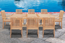 Load image into Gallery viewer, KINGTEAK Golden Teak Wood Classic Dining 9 piece Sets, 1 Extending Table 8 Chair(Local Pick Up only)