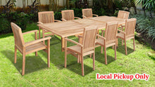 Load image into Gallery viewer, KINGTEAK Golden Teak Wood Classic Dining 9 piece Sets, 1 Extending Table 8 Chair(Local Pick Up only)