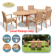 Load image into Gallery viewer, KINGTEAK Golden Teak Wood Patio Dining 7 Piece Sets, 1 Extending Table 6 Chair(Local Pick Up only)