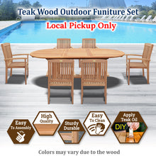 Load image into Gallery viewer, KINGTEAK Golden Teak Wood Patio Dining 7 Piece Sets, 1 Extending Table 6 Chair（Local Pick Up only）
