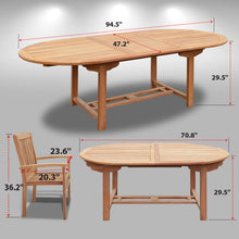 Load image into Gallery viewer, KINGTEAK Golden Teak Wood Patio Dining 7 Piece Sets, 1 Extending Table 6 Chair(Local Pick Up only)