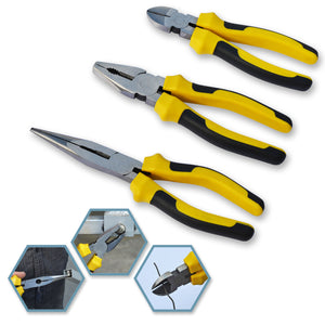 3pc Insulation Set 6" Diagonal Cuttiing Nipper 7" Pincer 8" Nipper Cable Pliers