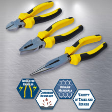 Load image into Gallery viewer, 3pc Insulation Set 6" Diagonal Cuttiing Nipper 7" Pincer 8" Nipper Cable Pliers