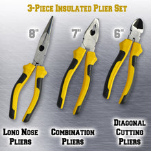 Load image into Gallery viewer, 3pc Insulation Set 6" Diagonal Cuttiing Nipper 7" Pincer 8" Nipper Cable Pliers