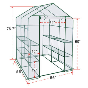 Mini UV Protected Plant Walk-in Greenhouse Outdoor Plant Shelves (56"X56"X76.7")