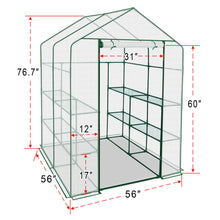 Load image into Gallery viewer, Mini Walk-in Greenhouse Outdoor Plant Shelves UV Protected Plant Green House (56"X56"X76.7")(PE)