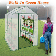 Load image into Gallery viewer, Mini Walk-in Greenhouse Outdoor Plant Shelves UV Protected Plant Green House (56"X56"X76.7")(PE)
