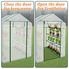 Load image into Gallery viewer, Mini Walk-in Greenhouse Outdoor Plant Shelves UV Protected Plant Green House (56"X56"X76.7")(PE)