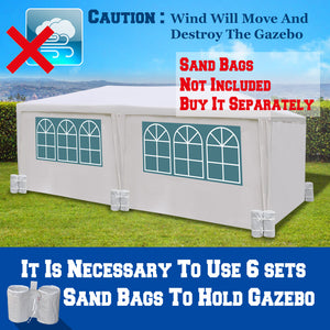 STRONG CAMEL 10x20/30 White Party Canopy Tent  BBQ Gazebo Pavilion  With Side Walls