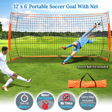Load image into Gallery viewer, 12'x6' Portable Football Soccer Goal Training Sport Net with Carry Bag