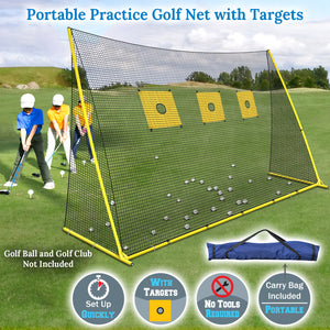 Portable 11.8x3x6.3' Golf Hitting Net Practice  Aids w targets & Carry bag