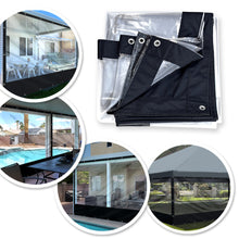 Load image into Gallery viewer, Clear PVC Tarp Sidewall COVER, Heavy Duty Multipurpose Canopy Sheet Cover, Waterproof PVC with Grommets - for Commercial, Residential, Pergola, Porch, Gazebos, Garden