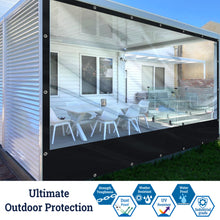 Load image into Gallery viewer, Clear PVC Tarp Sidewall COVER, Heavy Duty Multipurpose Canopy Sheet Cover, Waterproof PVC with Grommets - for Commercial, Residential, Pergola, Porch, Gazebos, Garden