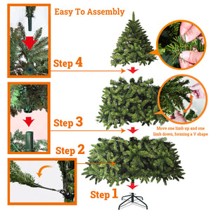 Artificial PVC Christmas Tree Unlit Premium Hinged Spruce Xmas Tree with Solid Metal Stand Perfect for Indoor and Outdoor Holiday Decoration