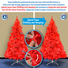 Load image into Gallery viewer, Spruce Hinged Red Christmas Tree with Metal Stand Easy Assembly for Indoor Outdoor Holiday Decoration