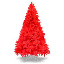 Load image into Gallery viewer, Spruce Hinged Red Christmas Tree with Metal Stand Easy Assembly for Indoor Outdoor Holiday Decoration