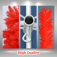 Load image into Gallery viewer, 7.5FT Pre-Lit Pencil Red Christmas Tree, Hinged Artificial Slim Xmas Tree w/ 880 Branch Tips and Sturdy Metal Stand, Perfect for Holiday Outdoor and Indoor Decor (RED)