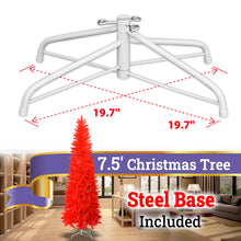 Load image into Gallery viewer, 7.5FT Pre-Lit Pencil Red Christmas Tree, Hinged Artificial Slim Xmas Tree w/ 880 Branch Tips and Sturdy Metal Stand, Perfect for Holiday Outdoor and Indoor Decor (RED)