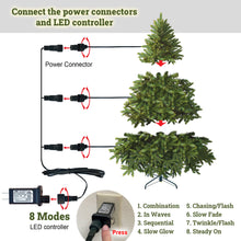 Load image into Gallery viewer, 7.5 FT Spruce Artificial Hinged Christmas Tree Pre-Lit Artificial Christmas Tree with 750 Warm Lights LED and Metal Stand for Home Party Decoration,Green