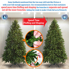 Load image into Gallery viewer, 7.5 FT Spruce Artificial Hinged Christmas Tree Pre-Lit Artificial Christmas Tree with 750 Warm Lights LED and Metal Stand for Home Party Decoration,Green