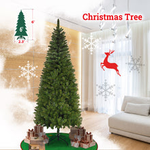 Load image into Gallery viewer, Artificial Pencil Slim Unlit Green Christmas Tree Tall Skinny Hinged Full Xmas Tree Perfect for Holiday Outdoor and Indoor Decor