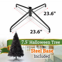Load image into Gallery viewer, 7.5ft Unlit Black Halloween Tree 1200 PVC Branch Tips Artificial Christmas Tree for Holiday Carnival Party with Metal Stand and Foldable Solid Bracket