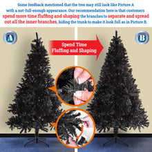 Load image into Gallery viewer, 7.5ft Unlit Black Halloween Tree 1200 PVC Branch Tips Artificial Christmas Tree for Holiday Carnival Party with Metal Stand and Foldable Solid Bracket