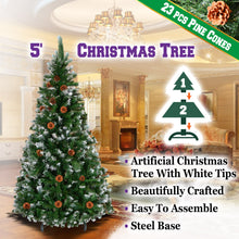 Load image into Gallery viewer, 5/6/7/7.5' Frost Artificial Christmas Tree with Natural Pine cones Decor,Stand Home