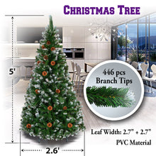 Load image into Gallery viewer, 5' Frost Artificial Christmas Tree with Natural Pine cones Decor,Stand Home