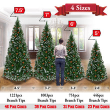 Load image into Gallery viewer, 5/6/7/7.5' Frost Artificial Christmas Tree with Natural Pine cones Decor,Stand Home