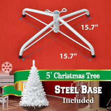 Load image into Gallery viewer, Christmas Tree 5/6/7/7.5FT w Steel Base Xmas WHITE NATURAL Prelit Fir Unlit Pine
