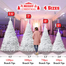Load image into Gallery viewer, Christmas Tree 5/6/7/7.5FT w Steel Base Xmas WHITE NATURAL Prelit Fir Unlit Pine