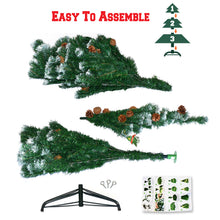 Load image into Gallery viewer, 6' Frost Artificial Christmas Tree with Natural Pine cones Decor,Stand Home