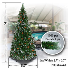 Load image into Gallery viewer, 7' Frost Artificial Christmas Tree with Natural Pine cones Decor,Stand Home