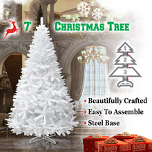 Load image into Gallery viewer, Christmas Tree 5/6/7/7.5FT w Steel Base Xmas WHITE NATURAL Prelit Fir Unlit Pine