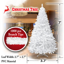 Load image into Gallery viewer, Christmas Tree 5/6/7/7.5FT w Steel Base Xmas WHITE NATURAL Prelit Fir Unlit Pine