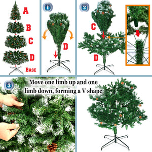7.5' Frost Artificial Christmas Tree with Natural Pine cones Decor,Stand Home