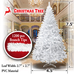 Christmas Tree 5/6/7/7.5FT w Steel Base Xmas WHITE NATURAL Prelit Fir Unlit Pine