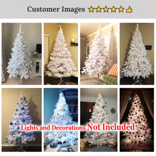 Load image into Gallery viewer, Christmas Tree 5/6/7/7.5FT w Steel Base Xmas WHITE NATURAL Prelit Fir Unlit Pine
